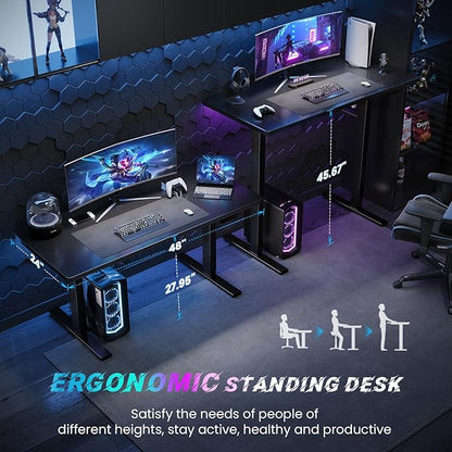 SIAGO Electric Standing Desk Adjustable - 48 x 24 Inch Sit Stand up Desk with Cable Management - 3 Memory Preset Adjustable Height Table