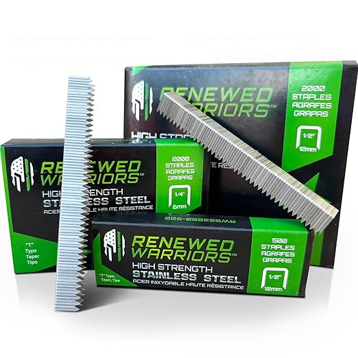 T50 Staples Three/Eighths (0.375) Crown Staples Stainless Steel; (3/8" in Leg & Crown); Stainless Steel Staple 3/8 - (500 Count Pack)