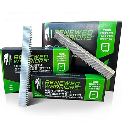 Staple Gun Staples for Staple Gun - T50 Staples 1/4 in Leg; 3/8 Crown Stainless Steel, Stronger T-50 Stainless, T 50 SS - (500 Count Pack)
