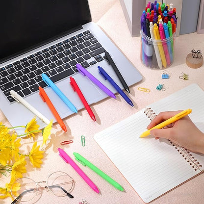 Crtiin 50 Pcs Gel Ink Pens Bulk, Black Ink 0.5mm Fine Point Retractable Pen Smooth Writing Office School Supplies for Teacher Server Operation Christmas Charity Donation Thanksgiving (Colorful)