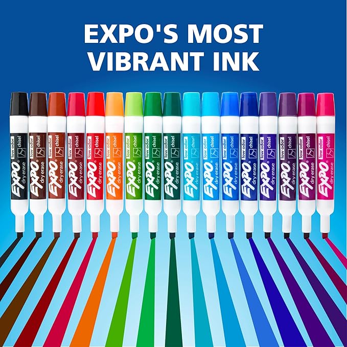 EXPO Dry Erase Markers Chisel Tip Black Low-Odor Perfect for Whiteboards Non-Porous Surfaces & Home Offices (Pack of 1 36 Count Total)