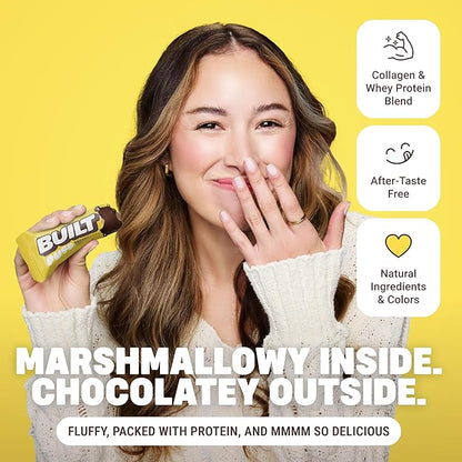 Built Bar, Puff Protein Bars, Banana Cream Pie Puff, 17g Protein Snacks, On-The-Go Bars, Only 140 Calories, 6g Sugar, Collagen, Gluten Free, 12 Count