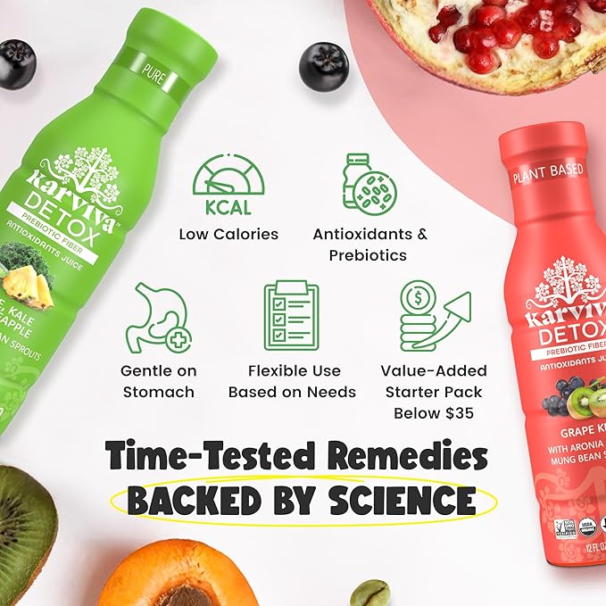 Juice Fasting Skin Glow & Claming Energy Pack | Ancient Metabolism Booster | Gentle Detox, Marine Collagen & Minerals, High Antioxidants & Fiber | Low Sugar | Non-GMO, 6×12 fl oz BPA-Free Bottles