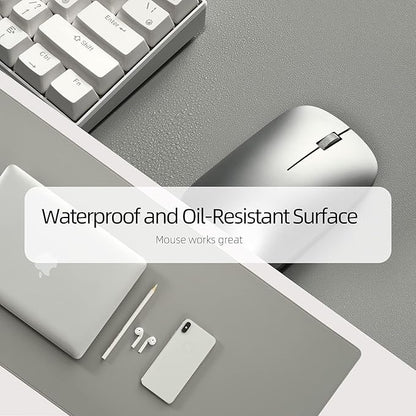 PU Leather Desk Pad Blotter,Light Grey Waterproof Office Desktop Mat,36x17in Non-Slip Large Mouse Pad/Writing Protector/Desk Accessories