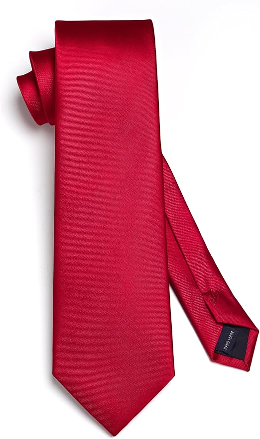 HISDERN Mens Solid Color Ties Formal Satin Necktie and Pocket Square Set Classic Wedding Business Tie & Handkerchief