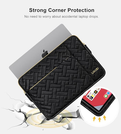 Lacdo Laptop Sleeve Case for 14 inch New MacBook Pro M5/M4/M3/M2/M1 Chips Pro Max A3434 A3112 A3401 A3185 A2918 A2992 A2779 2025-2021, 13.8" Surface Laptop 7th Copilot+PC Computer Bag, Elegant Black