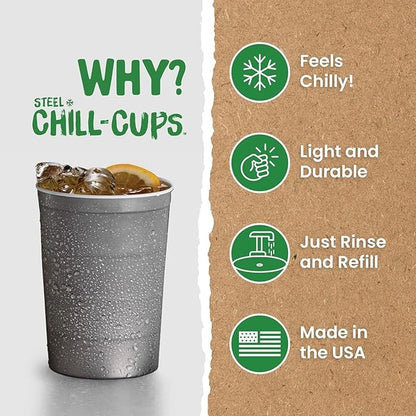 16 oz. Party Cups, Perfect for Cold Drinks, Sturdy & Durable, Disposable and 100% Recyclable, Made in USA, Gray, 180 Count