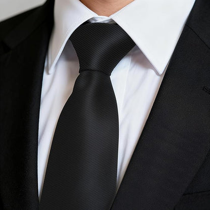 Fineknot Black Ties for Men, Formal Neckties for Men, Solid Color Mens Ties for Business, Wedding, Party, Mens Neck Tie