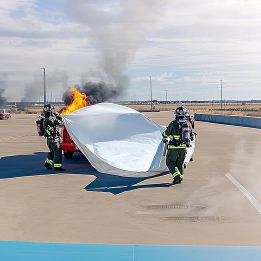Vehicle Fire Blanket, Emergency Fire Extinguisher Blanket for Car,Survival Safety Fire Blanket for Automobiles, Motorcycles, Warehouses, House, Camping in The Wilderness (29.5x19.6ft)