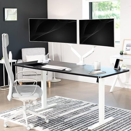 VIVO Premium Aluminum Heavy Duty Dual Monitor Arm for Ultrawide Monitors up to 40 inches and 32.5 lbs Each, Desk Mount Stand, Pneumatic Height, Max VESA 100x100, White, STAND-V202QW
