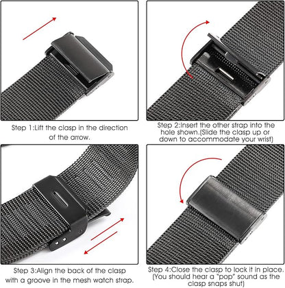BUREI Men Watches Brown Leather Fashion Minimalist Wrist Watch Simple Ultra Thin Waterproof Quartz Watches All Black Stainless Steel Mesh Band,Gift for Men Women