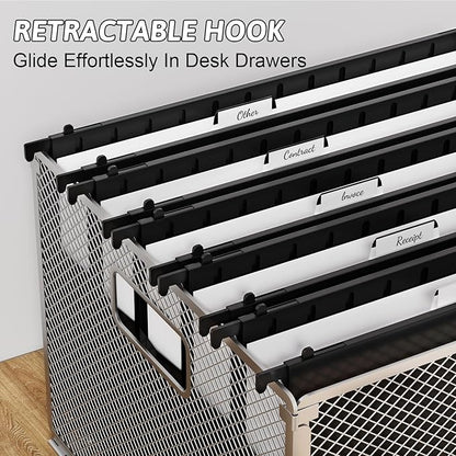 Plastic Extra Capacity Legal Size Hanging File Folders,12 Pack Reinforced Black Legal Hanging Folder Expandable,Heavy Duty 2 Inch Expansion,Adjustable Tabs, File Cabinet Folders for Bulky Files