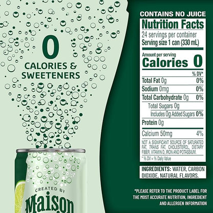 Maison Perrier Forever Lime Flavored Sparkling Water, 11.15 Fl Oz Cans, 8 Count, 3 Pack