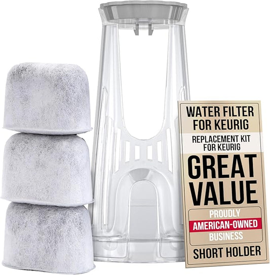 Keurig Starter Kit Replacement for Keurig 2.0 K200, K250, K35, K-Duo, K Duo Hot & Iced Gen 2 and K-Compact Coffee Makers by PureHQ - Includes Short Filter Holder and 3-Pack Cartridges Water Filters