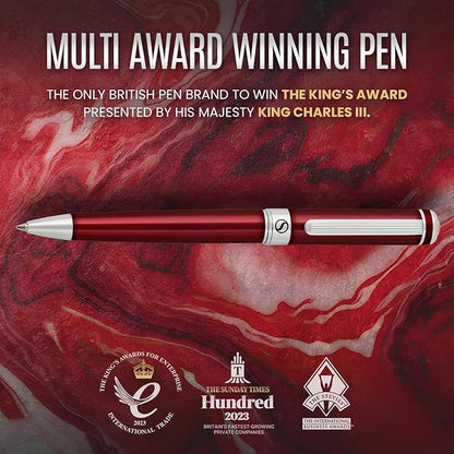 Scriveiner Deep Crimson Ballpoint Pen - Stunning Red Lacquer Luxury Pen, Chrome Finish, Schmidt Black Refill, Best Ball Pen Gift Set for Men & Women, Professional Executive Office, Nice Designer Pen