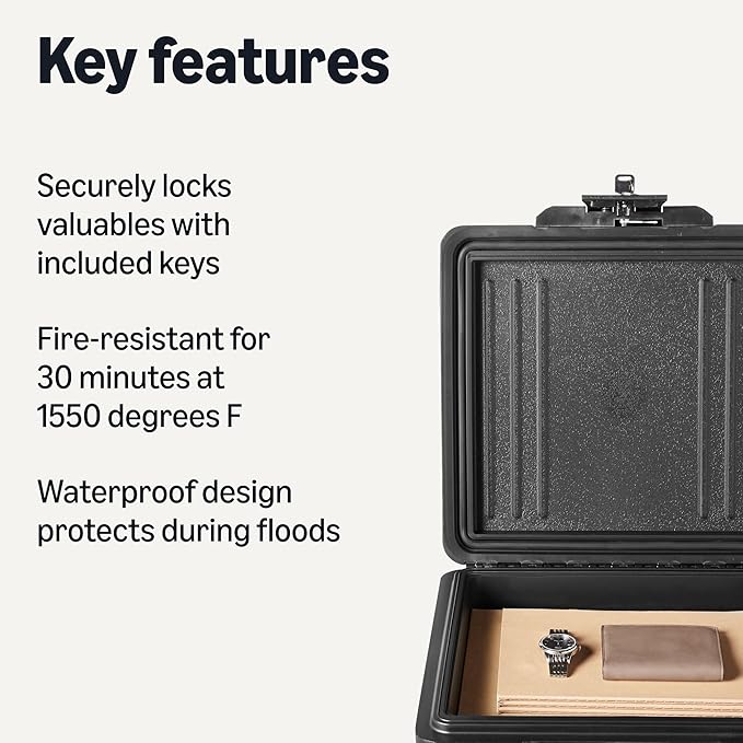 Amazon Basics Fire Chest with Mechanical Key, 0.39 cu. ft, Black