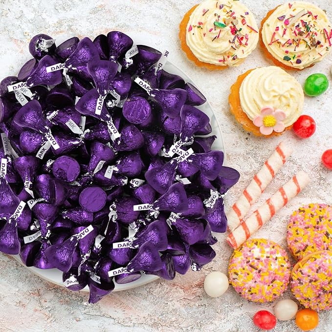 Dark Chocolate Kisses Bulk – Approx. 500 Pieces – 5 LB Bag of Individually Wrapped Foil Wrapped Candy – Rich Special Dark Chocolate for Weddings, Candy Buffets, Holiday Treats & Office Sharing