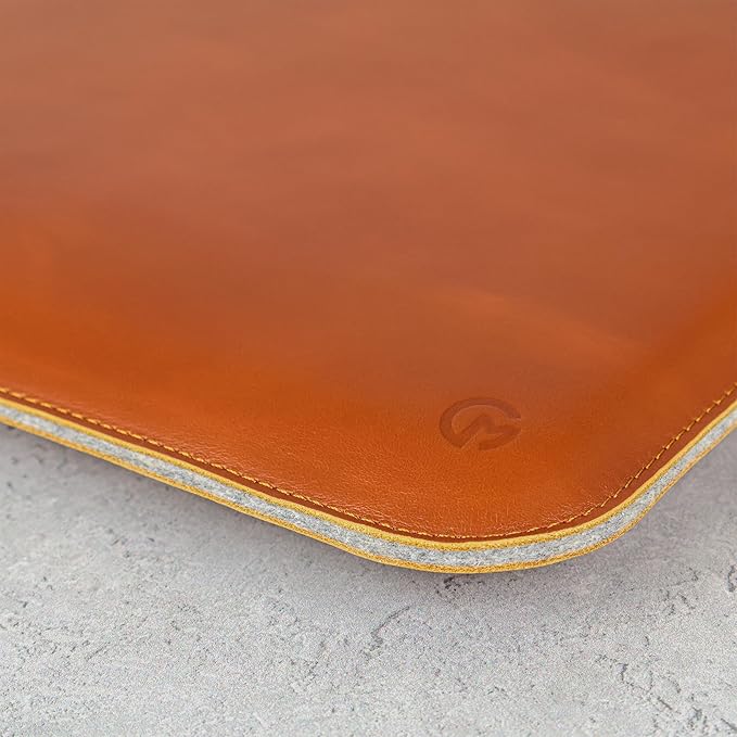 Casemade Real Leather Laptop Sleeve for MacBook Pro & Air Fits 13, 14, 15 & 16 Inch - Genuine Full Grain Leather with Soft Wool Lining (13 inch - Pro 2016-2023, Air M1/M2/M3/M4)