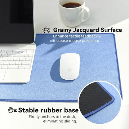 Waterproof Large Gaming Mouse Pad with Durable Stitched Edges, Non-Slip Rubber Base, Grainy Jacquard Mouse Mat Desk Pad for Home Office Gaming, 31.5''x11.8''x0.12'', Matte Blue