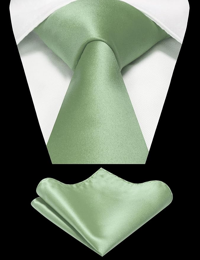 RBOCOTT Solid Color Tie and Pocket Square Hankerchief with Lapel Pin Set for Men
