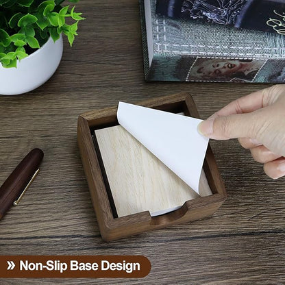 Buqoo North American Walnut Wood Sticky Note Holder, 4 x4 in Self Stick Note Pad Holder, Post It Note Dispenser Desk Organizer Suitable for Home, Corporate Executives Office Desk Accessories