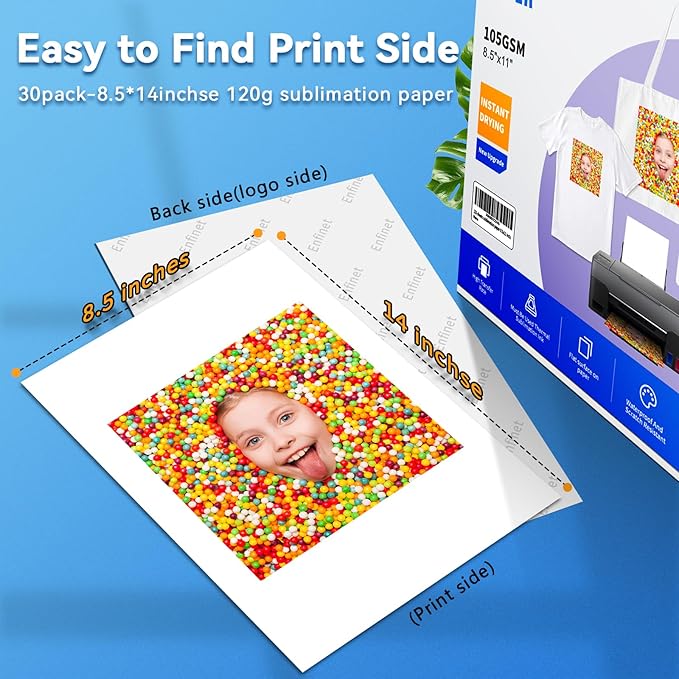 Sublimation Paper 8.5 x 11 inches - 125 Sheets 105gsm Compatible with Any Inkjet Printer For DIY Unique Holiday Birthdays Gifts