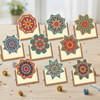 jinglinhh 12pcs DIY Mandala Diamond Art Painting Greeting Cards with Envelopes, DIY Card Making Kits for Adults, Diamond Art Christmas Cards for Birthday Holiday Postcards Craft Gifts