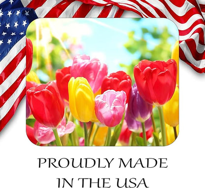 Floral Pattern Flower Mouse Pad Mat Mousepad for Desk Computer Laptop PC Gaming Home or Office Gift for Her Flowers (Tulips MP100)