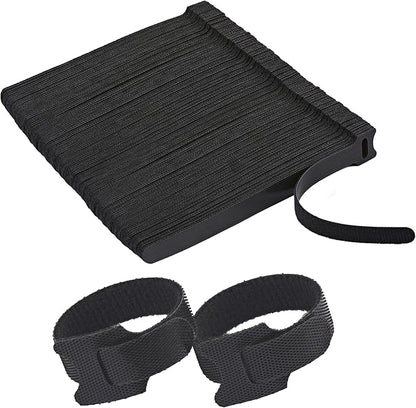 200 PCS Reusable Cable Ties with Hook and Loop, Multi-purpose Adjustable 8 Inch Cable Management Wire Ties Cable Straps for Organizing Home, Office and Data Centers (Black)