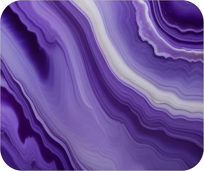 Purple Marble Agate Mouse Pad Mat Mousepad for Desk Computer Laptop PC Gaming Home or Office Gift Marbled Abstract (Deep Purple MP16)