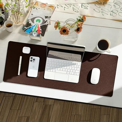 Waterproof Large Gaming Mouse Pad with Durable Stitched Edges, Non-Slip Rubber Base, Grainy Jacquard Mouse Mat Desk Pad for Home Office Gaming, 31.5''x11.8''x0.12'', Matte Brown