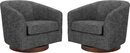 CHITA Swivel Accent Chair, FSC Certified Upholstered Fabric Barrel Chair for Living Room Set of 2, Fully Assembled, Dark Grey