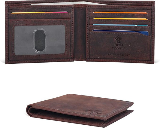 Oak Leathers Slim Leather Wallet for Men - RFID Wallets Credit Card Holder Ultra Thin Gift for Mens, Front Pocket Minimalist Design