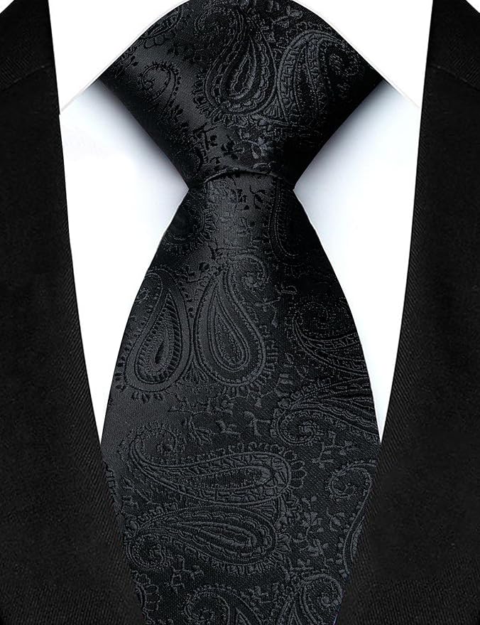 JEMYGINS Mens Paisley Tie and Lapel Pin Necktie Pocket Square and Tie Clip with Sets for Business Casual 4PCS