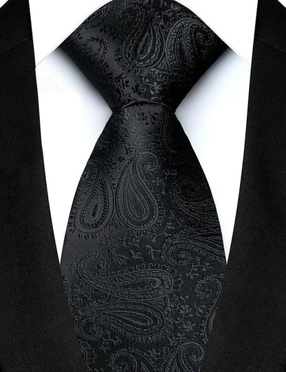 JEMYGINS Mens Paisley Tie and Lapel Pin Necktie Pocket Square and Tie Clip with Sets for Business Casual 4PCS