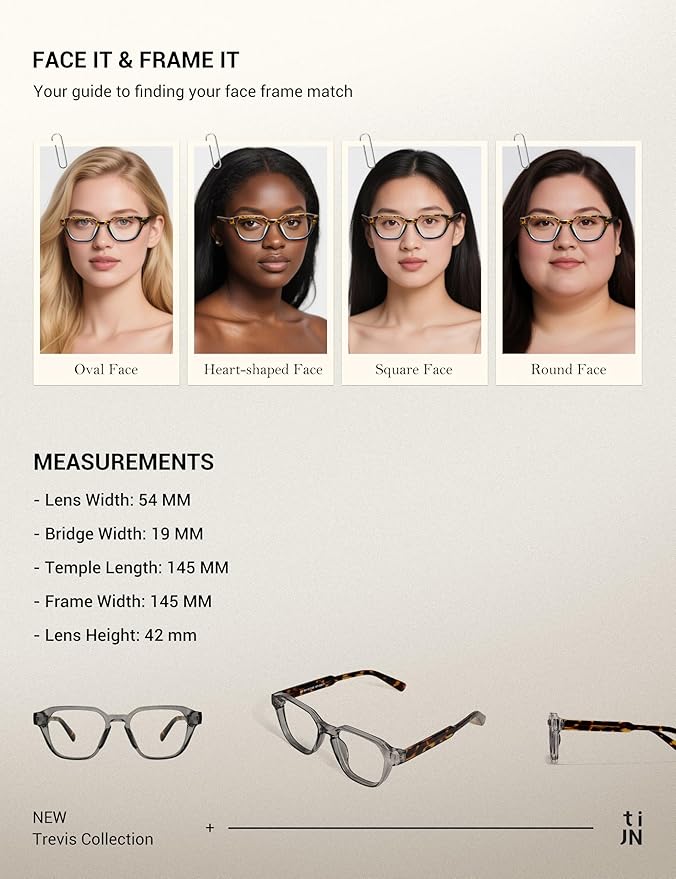 TIJN Blue Light Blocking Glasses for Women Men TR90 Rectangle Frame and Chic Preppy Style Computer Screen Glasses