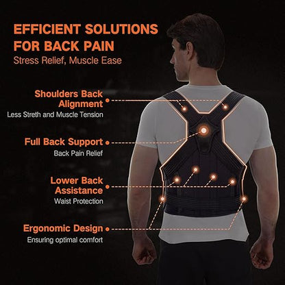 Back Brace Posture Corrector for Men and Women - Adjustable Full Back Brace Posture Corrector Straightener For Upper and Lower Back Pain Relief - Scoliosis, Hunchback, Spine Corrector - Medium