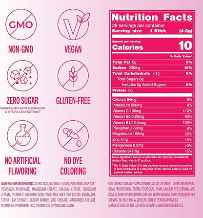 TREVI™ Sugar Free Electrolytes - Drink Mix Hydration Powder Packets - 28 Count - Watermelon