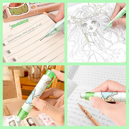 Cute Green Dinosaur Mechanical Pencil Set Include 8Pcs Kawaii Mechanical Pencils,2 Tubes Mechanical Pencil Lead Refills,2Pcs Dinosaur Erasers,for Office School Supplies