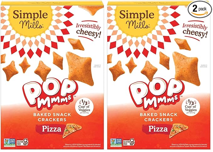 Simple Mills Pop Mmms Pizza Baked Snack Crackers, Gluten Free, 4 Ounce (Pack of 2)