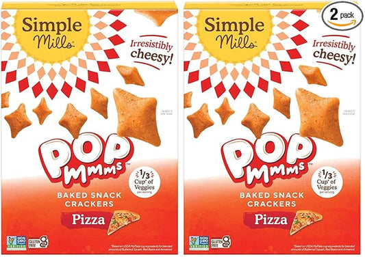 Simple Mills Pop Mmms Pizza Baked Snack Crackers, Gluten Free, 4 Ounce (Pack of 2)