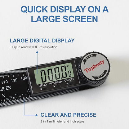 Digital Angle Finder Protractor, 3rd Generation Quick Display Angle Gauge Ruler, 7-Inch (200mm) Professional Measuring Tool for Woodworking, Carpentry, and Construction(plastic）