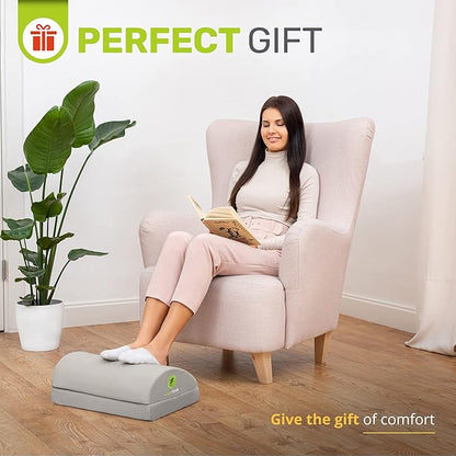 ErgoFoam Foot Rest - Chiropractor-Endorsed Orthopedic Teardrop Design - 2in1 Adjustable Premium Under Desk Footrest - Ergonomic Foot Rest for Lumbar, Back, Knee Pain (Grey)