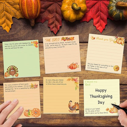 30 Pack Thanksging Christian Sticky Notes - 600 Sheets Religious Notepads Givethanks Bible Verse Quotes Notepads for Message Reminder Gifts Diary Lists Schedules Studying Office School