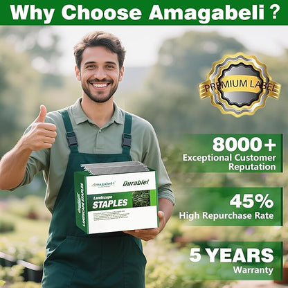 AMAGABELI GARDEN & HOME 6 Inch 100 Pack Galvanized Landscape Staples 11 Gauge Anti-Rust Heavy Duty Garden Staples Plant Cover Stakes U-Shaped Sod Pins Ground Fence Stakes for Weed Barrier Fabric