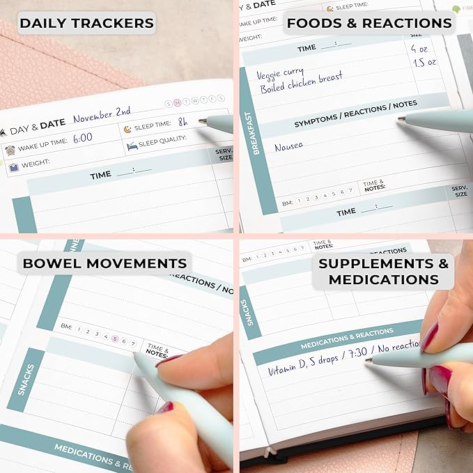 Clever Fox Food Sensitivity Journal Pocket – Daily Intolerance & Symptom Log for IBS, Diabetic, Low Fodmap, Elimination Diet – Health Tracker, 3.7x6.7 (Black)