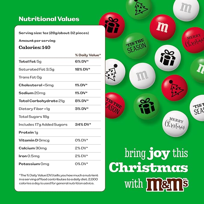 M&M’S WORLD Christmas Milk Chocolate Candy - 5 Pounds of Holiday Color Chocolate Bulk For Christmas Candy Bags, Decorations, and More