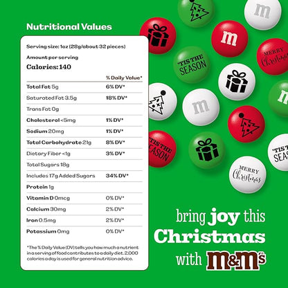 M&M’S WORLD Christmas Milk Chocolate Candy - 5 Pounds of Holiday Color Chocolate Bulk For Christmas Candy Bags, Decorations, and More