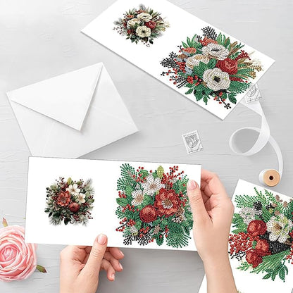jinglinhh 12pcs Diamond Art Painting Christmas Cardinal Greeting Cards with Envelopes, DIY Card Making Kits for Adults, Diamond Art Christmas Cards for Birthday Holiday Postcards Craft Gifts