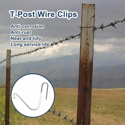 T-Post Clips Galvanized Steel Fence Clips 600 PCS 10 Gauge Convenient and Fast Installation Pre-Cut Fence Ties for T-Posts/U-Posts